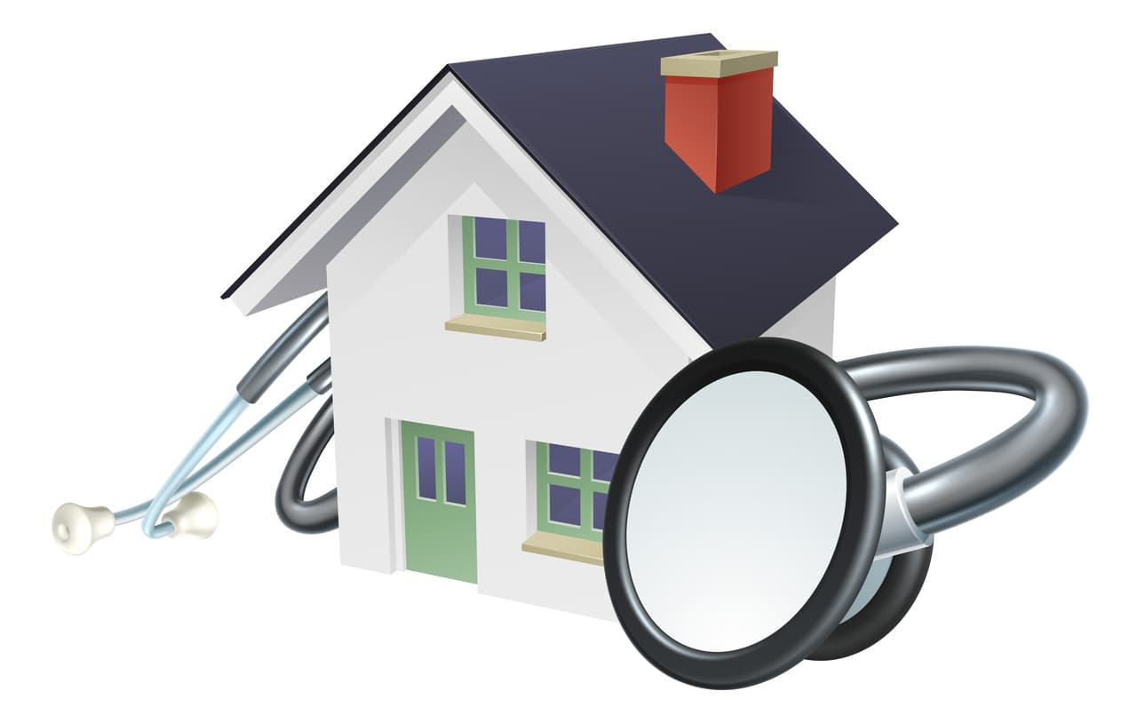Graphic of a house encircled in a stethoscope