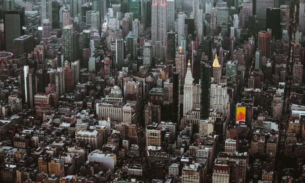 An aerial view of New York City.